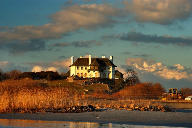 High Tide Mansion at Atlantic Avenue from Bailey Beach in Newport. Rhode Island